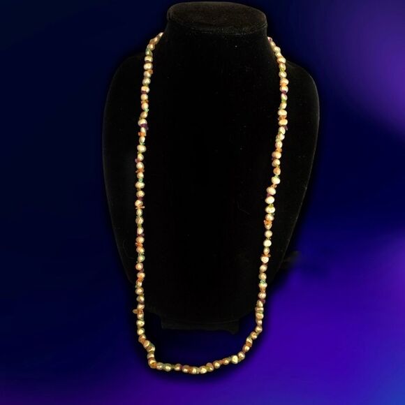 36” freshwater Pearl-citrine-topaz-amythyst-peridot rope necklace Sterling clasp - Picture 3 of 6